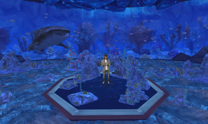 Microsoft's Alex Kipman in a holographic aquarium. Source Microsoft